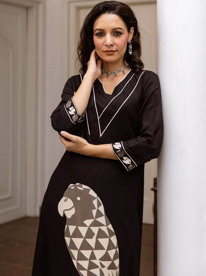 Dhiyona IE Quirky Printed Straight Kurta With Trousers