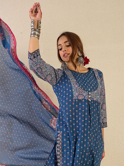 Women Ethnic Motifs Printed Regular Pure Cotton Kurta Set With Dupatta