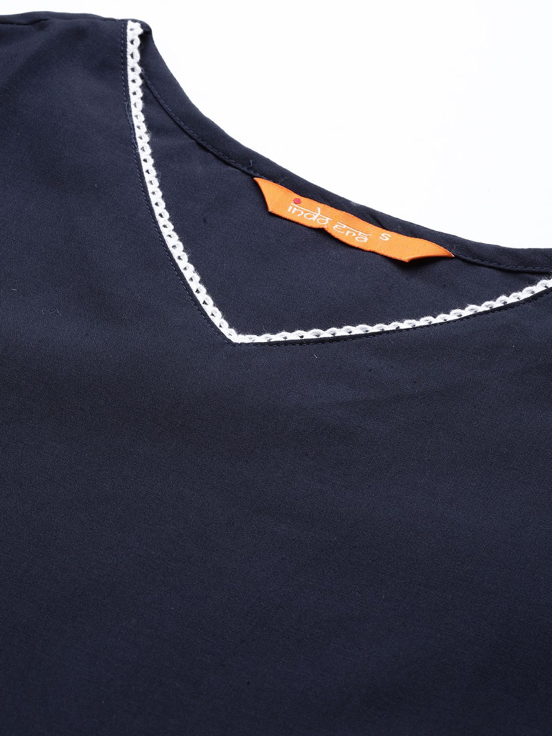 Women Navy Blue Embroidered Kurta with Trousers & With Dupatta