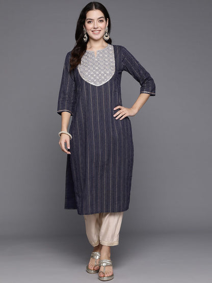 Dhiyona IE Women Ethnic Motifs Embroidered Sequinned Straight Kurta
