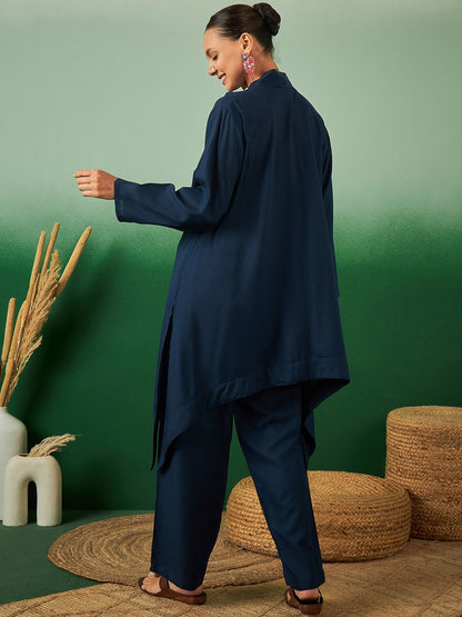 Dhiyona SN Women's A Line Asymmetric Kurta With Trouser