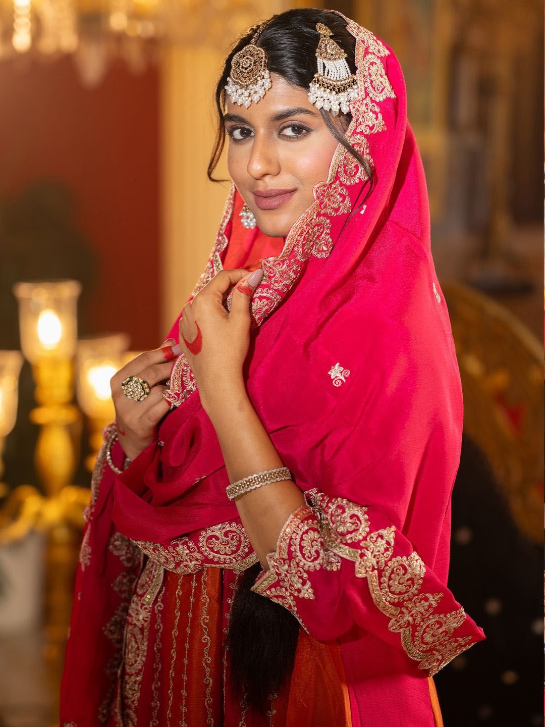 Women Ethnic Motifs Embroidered Regular Sequinned Kurta with Palazzos & With Dupatta