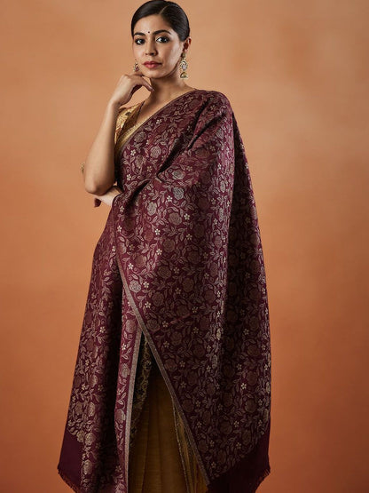 Dhiyona PA Floral Woven Design Fringed Shawl