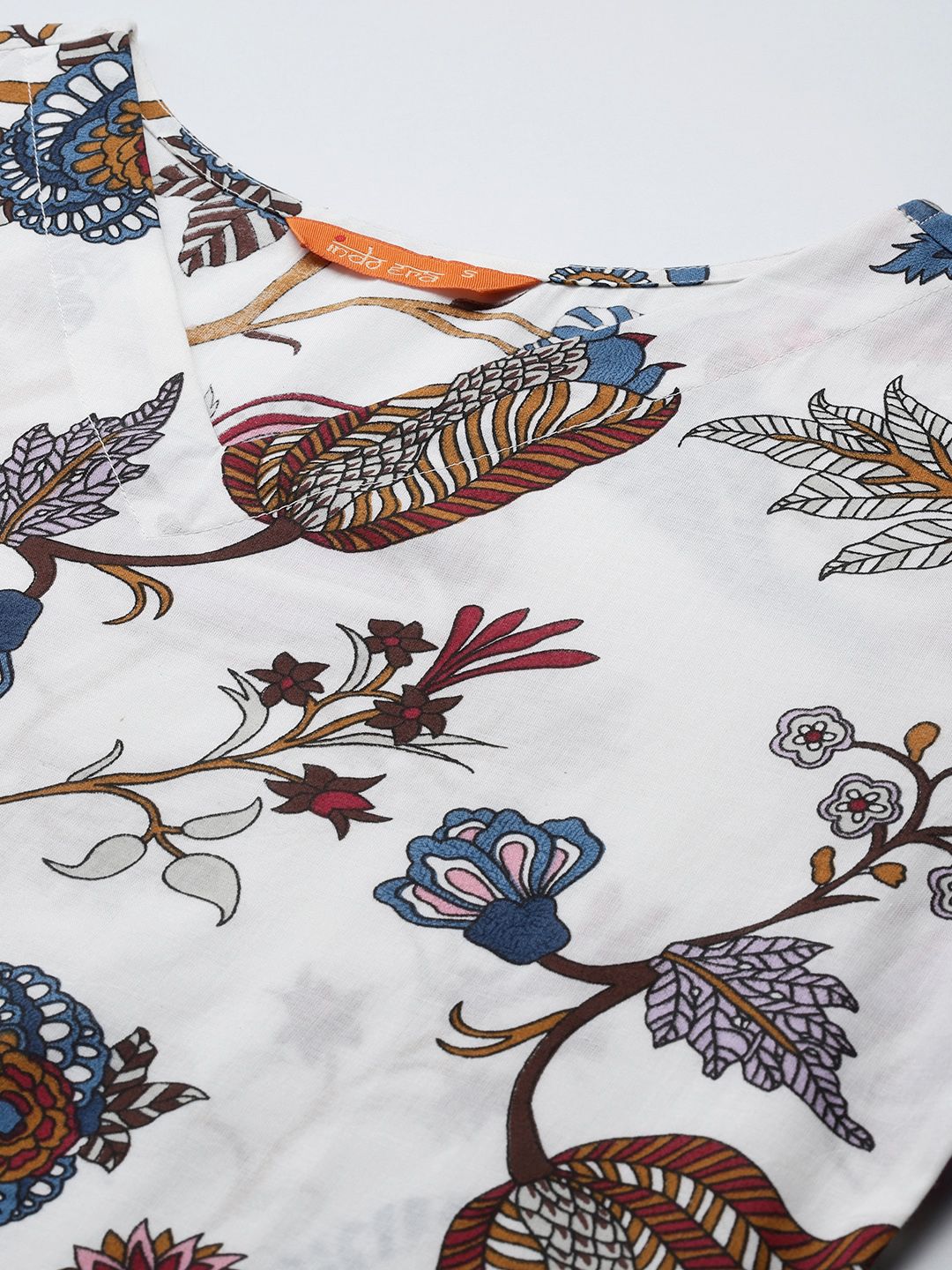 Dhiyona IE Floral Printed Regular Pure Cotton Kurta with Trousers
