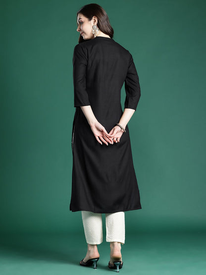 Dhiyona IE Floral Embroidered Thread Work Floral Kurta