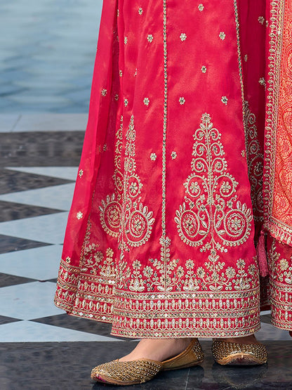 Ethnic Motifs Embroidered Sequinned Anarkali Kurta with Trouser & Dupatta