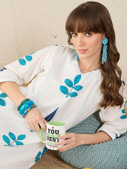 Dhiyona IE Printed Pure Cotton Tunic With Palazzo