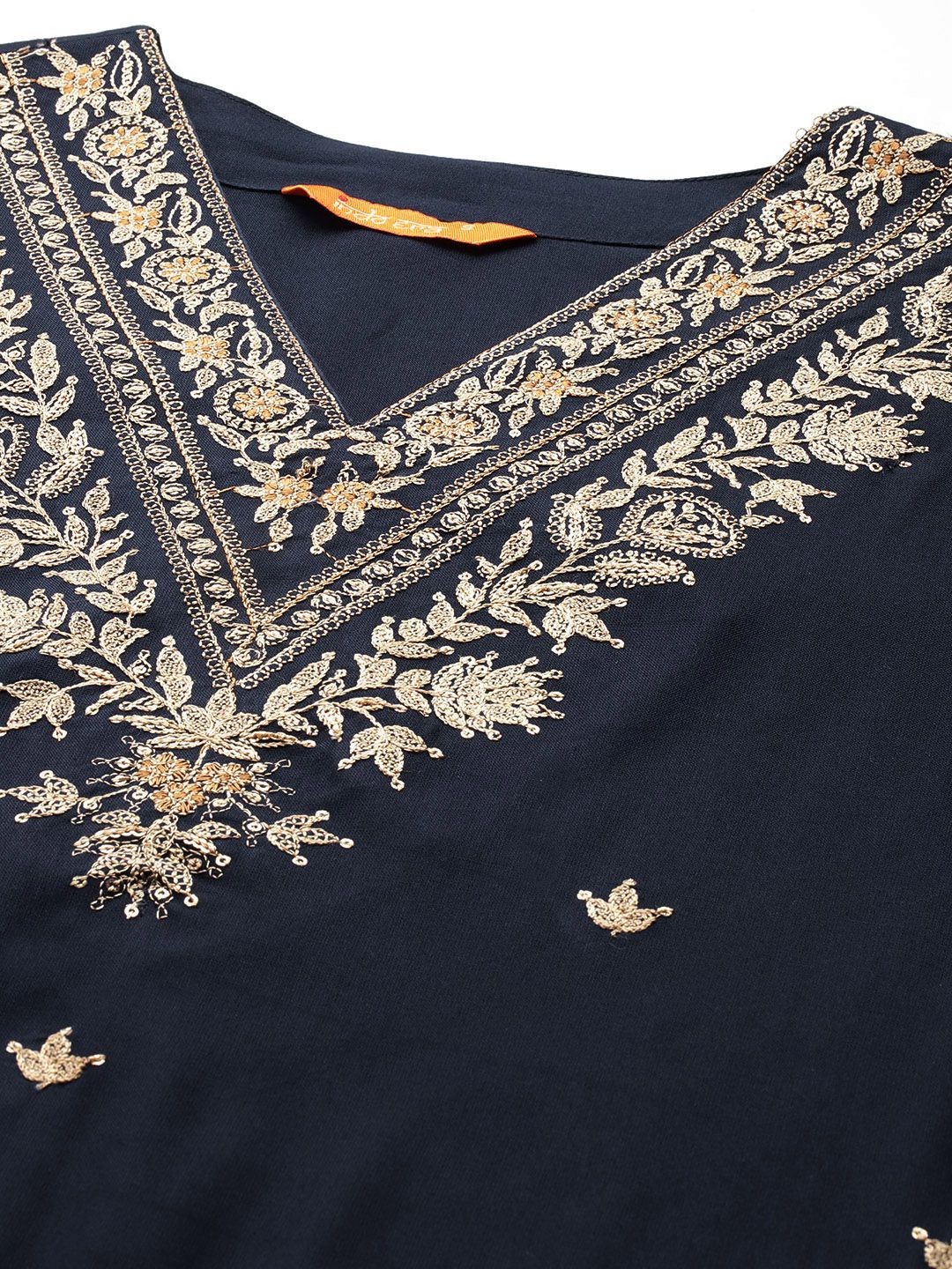 Ethnic Motifs Embroidered Sequinned Kurta with Salwar & With Dupatta