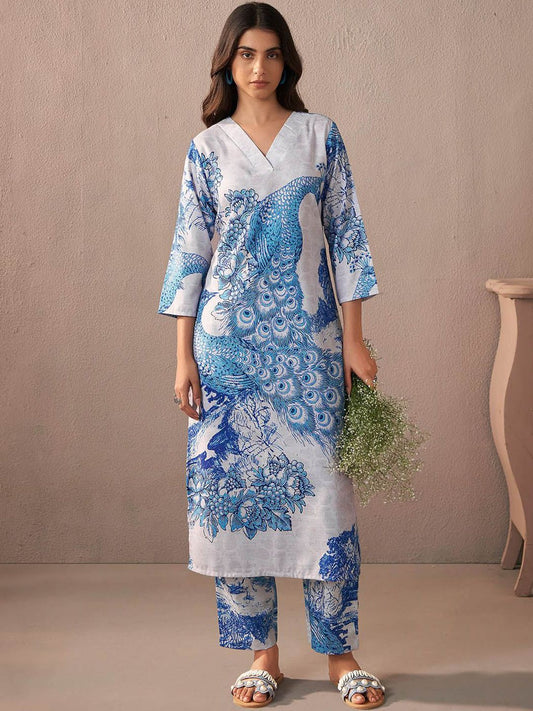 Women Floral Printed Regular Kurta with Trousers