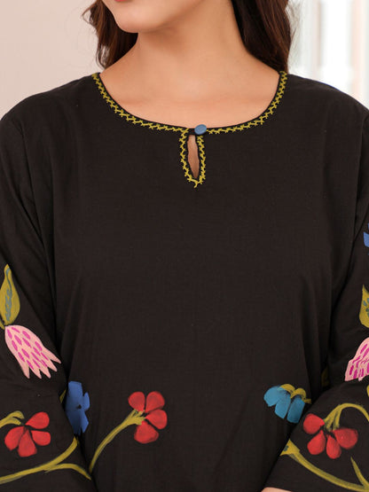 Floral Printed Pure Cotton Kurta With Trousers