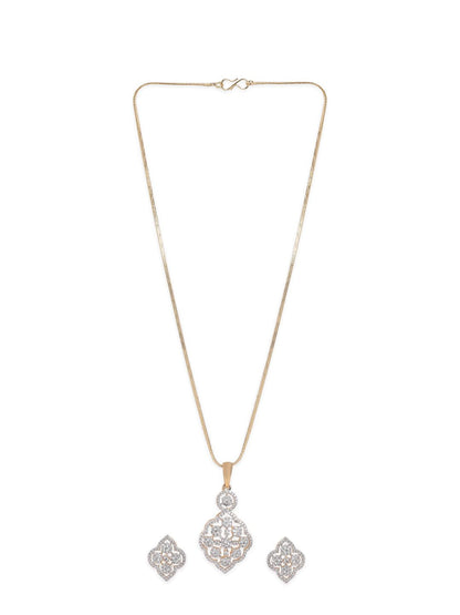 Dhiyona RJ Women's 22K Gold Plated Cubic Zirconia Stone Studded Pendant Jewellery Set