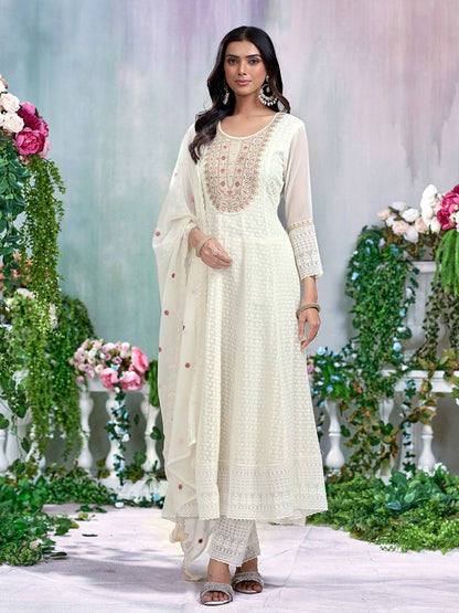Dhiyona CH Embroidered Schiffli Anarkali Kurta Set