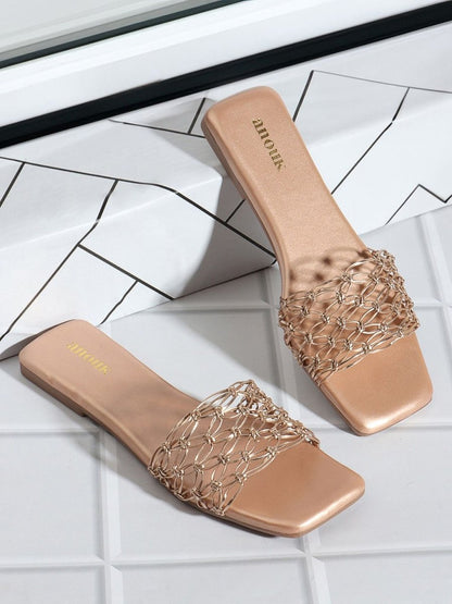 Dhiyona AK Embellished Open Toe Flats