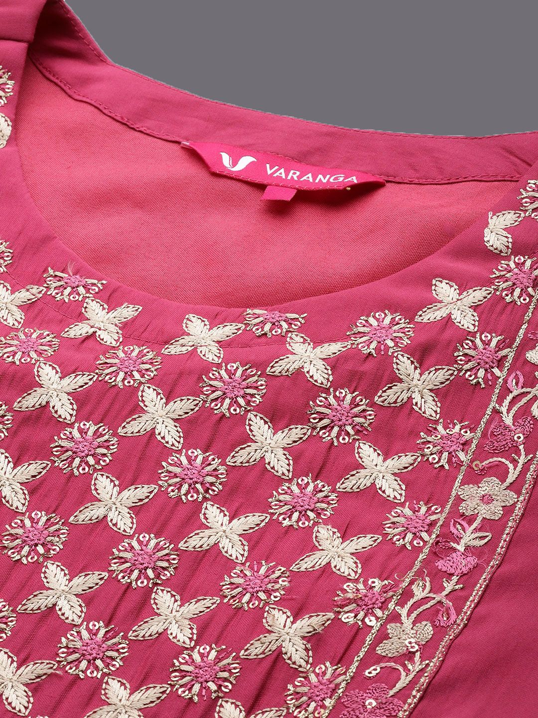 Dhiyona VA Women'sEthnic Motifs Embroidered Sequined Kurta with Trousers & Dupatta