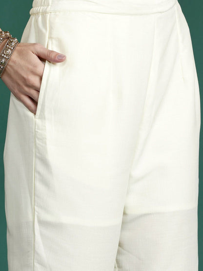 Dhiyona IE Ethnic Motifs Embroidered Zari Kurta With Trousers & Dupatta