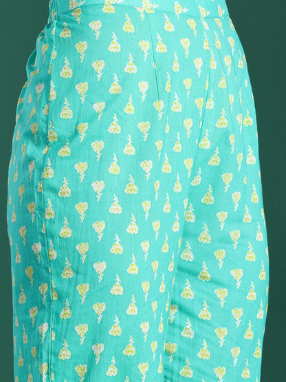 Dhiyona IE Floral Printed Pure Cotton Kurta with Trousers & With Dupatta