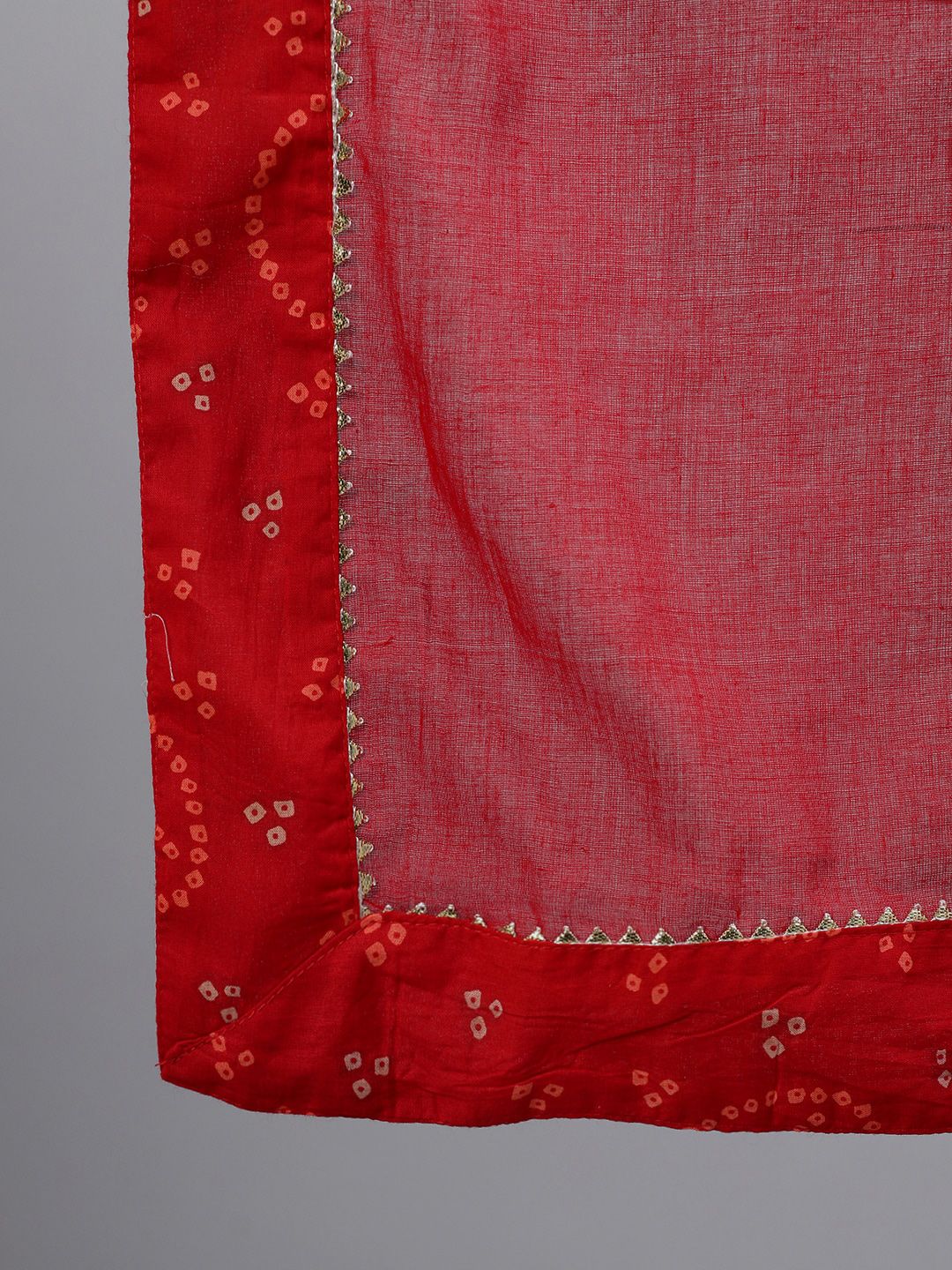 Dhiyona IS Women's Bandhani Printed Gotta Patti Pure Cotton Kurta with Sharara & With Dupatta