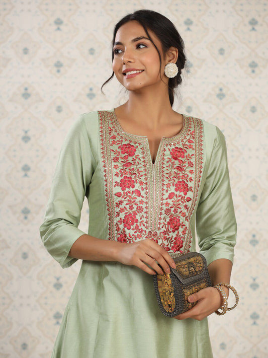 Dhiyona OD  Yoke Design Embroidered Kurta with Trousers