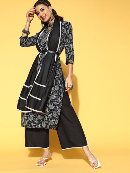 Dhiyona IE Floral Cotton Blend Kurta Set