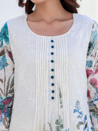 Floral Printed A-Line Pure Cotton Kurta With Trousers