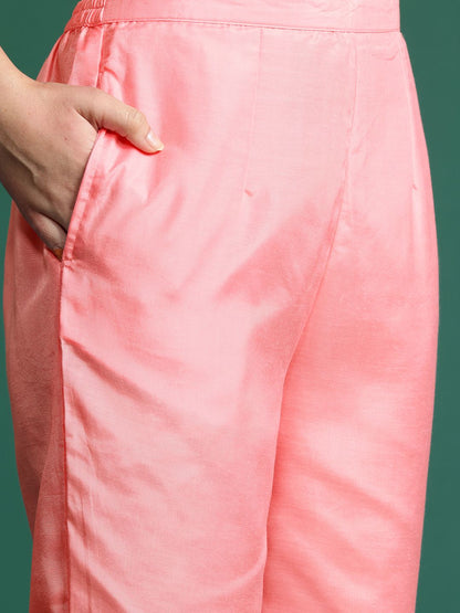 Ethnic Motifs Woven Design Kurta With Trousers & Dupatta