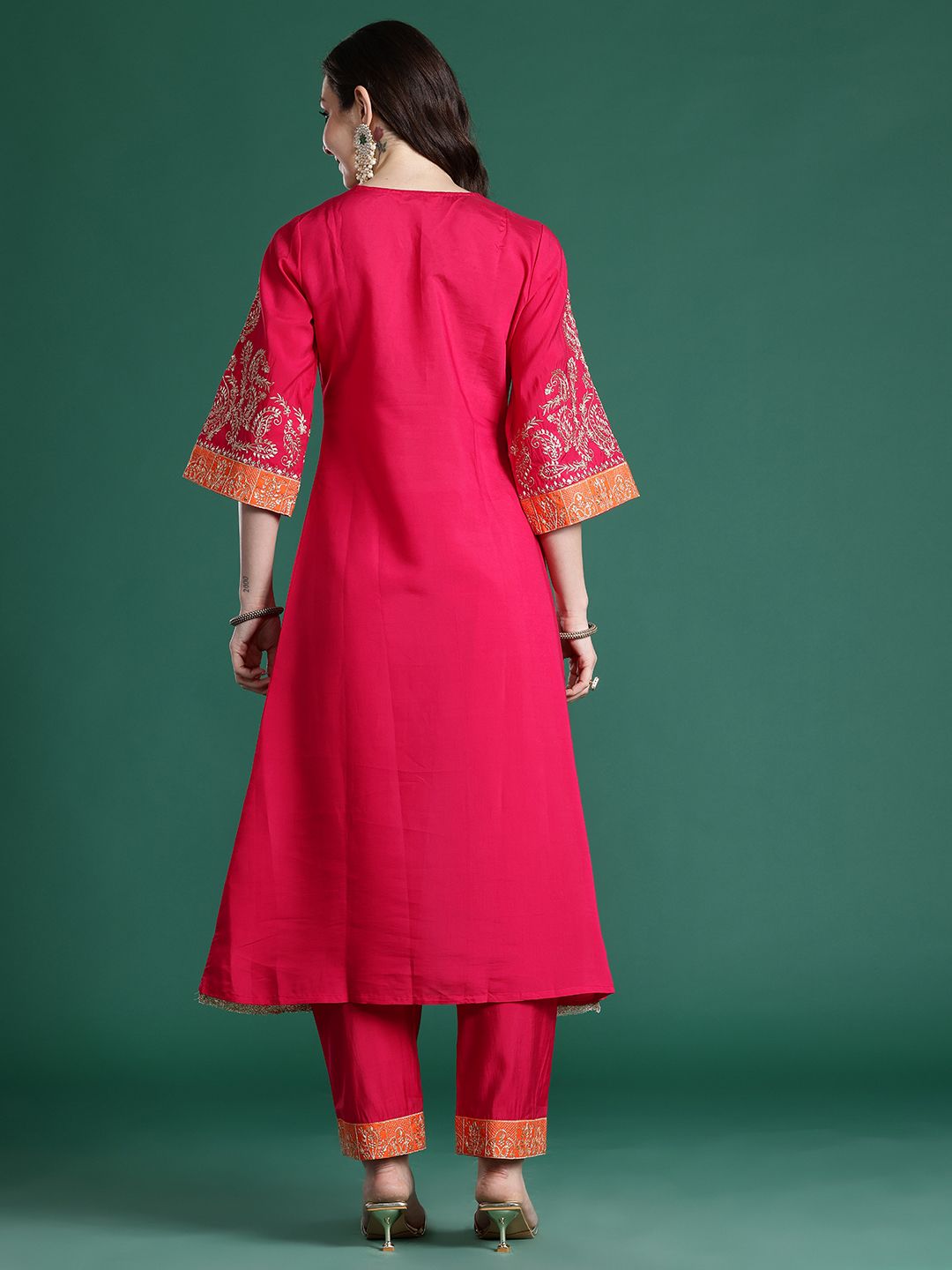 Ethnic Motifs Embroidered Regular Kurta with Trousers
