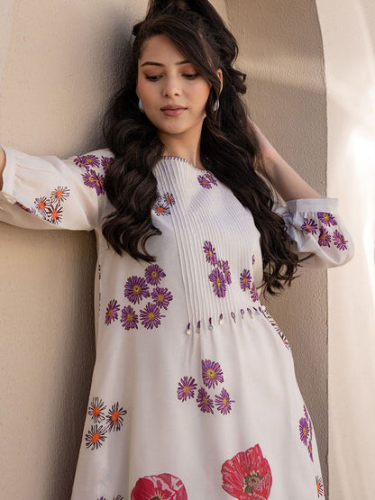 Dhiyona IE Printed A-Line Tunic & Trousers Co-Ord Set