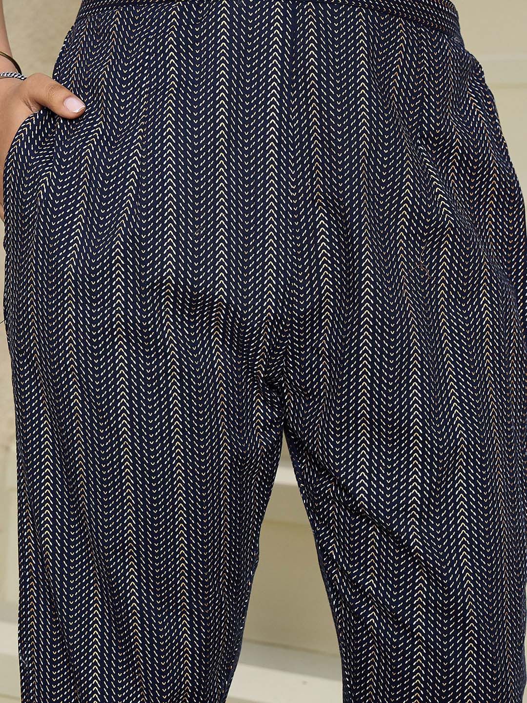 Dhiyona IE Printed Sleeveless Pure Cotton Tunic With Trouser