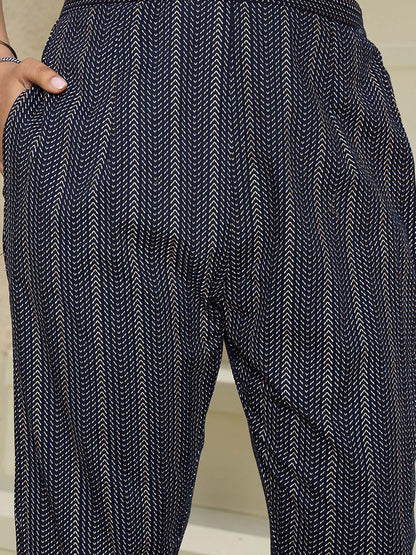 Dhiyona IE Printed Sleeveless Pure Cotton Tunic With Trouser