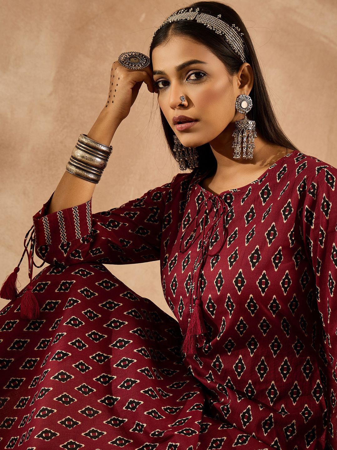 Dhiyona IE Women Ethnic Motifs Printed Regular Pure Cotton Kurta with Palazzos