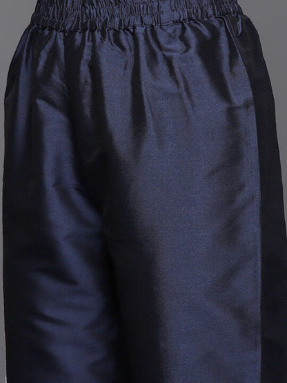 Dhiyona VA Women's Navy Blue Printed Kurta with Trousers & Dupatta