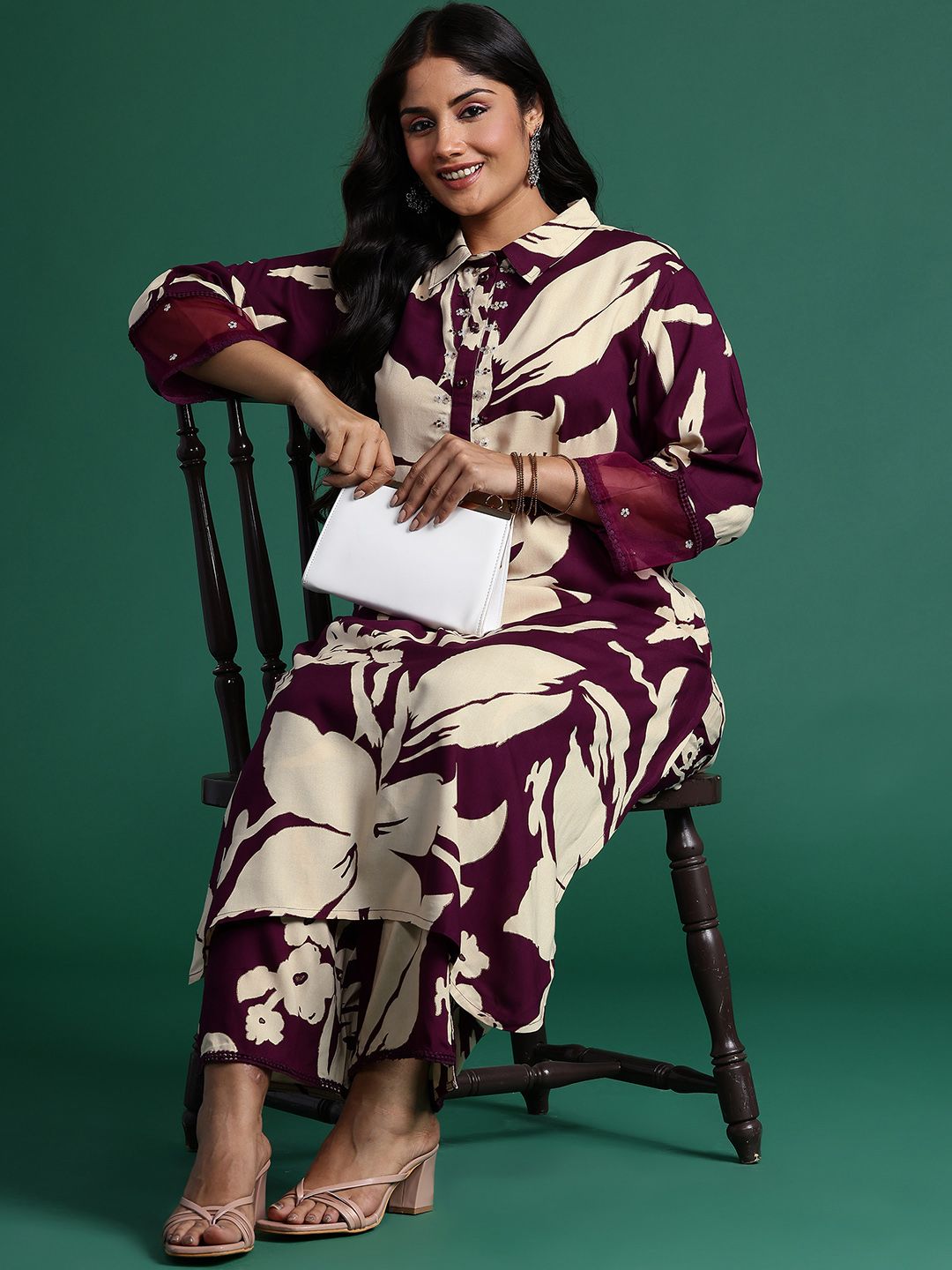 Dhiyona IE Floral Printed Kurta with Trousers & Dupatta