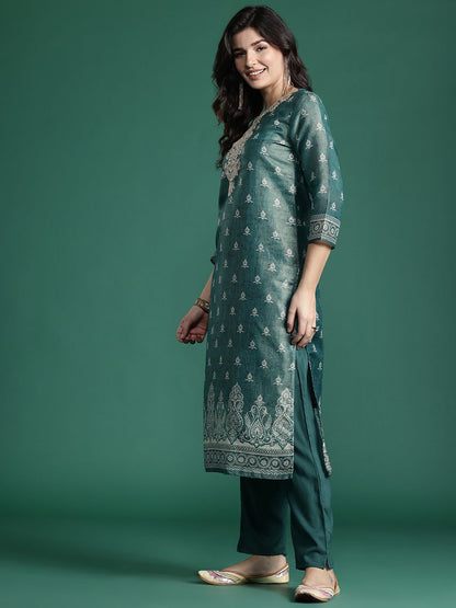 Ethnic Motifs Embroidered Kurta with Trousers & With Dupatta