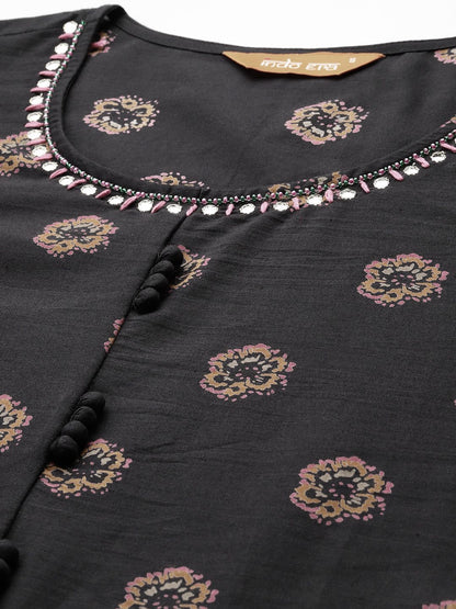 Dhiyona IE Floral Printed Pure Cotton Kurta with Trousers & Dupatta
