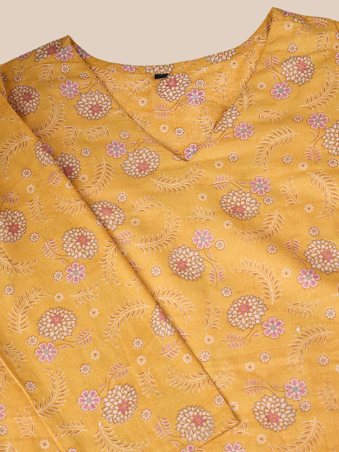 Dhiyona OD  Floral Printed Regular Pure Cotton Kurta with Trousers & Dupatta