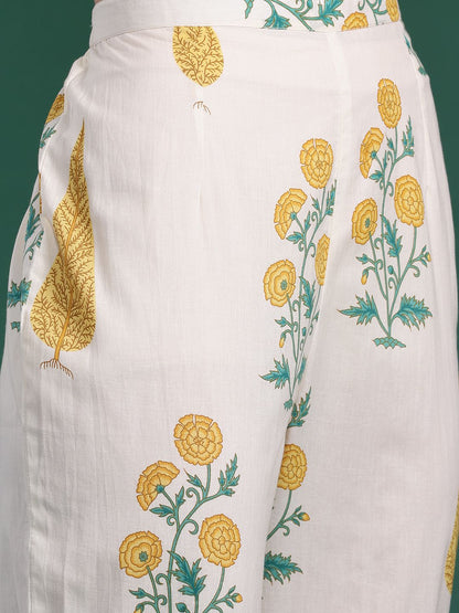 Dhiyona IE Floral Printed Regular Pure Cotton Kurta with Trousers & With Dupatta