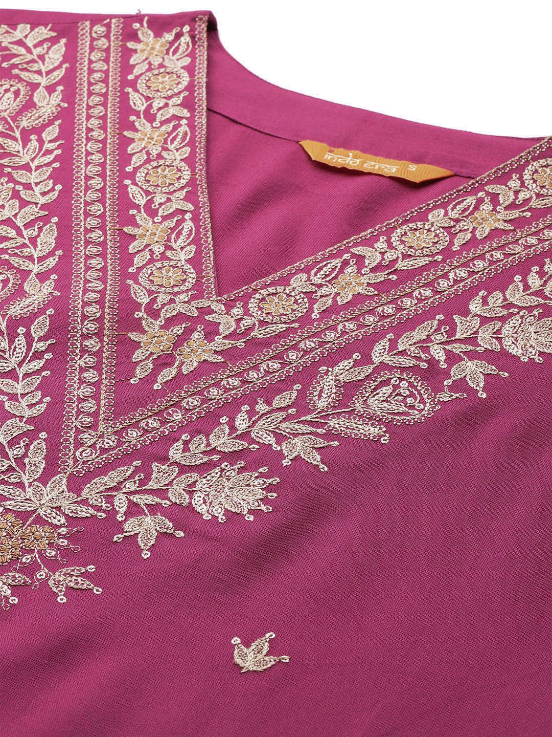 Ethnic Motifs Embroidered Thread Work Kurta with Salwar & With Dupatta
