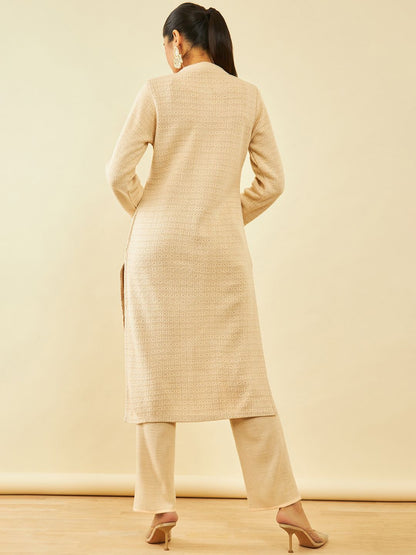 Dhiyona SO Women's Ethnic Motifs Woven Design Regular Kurta with Trousers