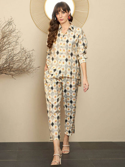 Dhiyona IE Geometric Printed Shirt & Trousers