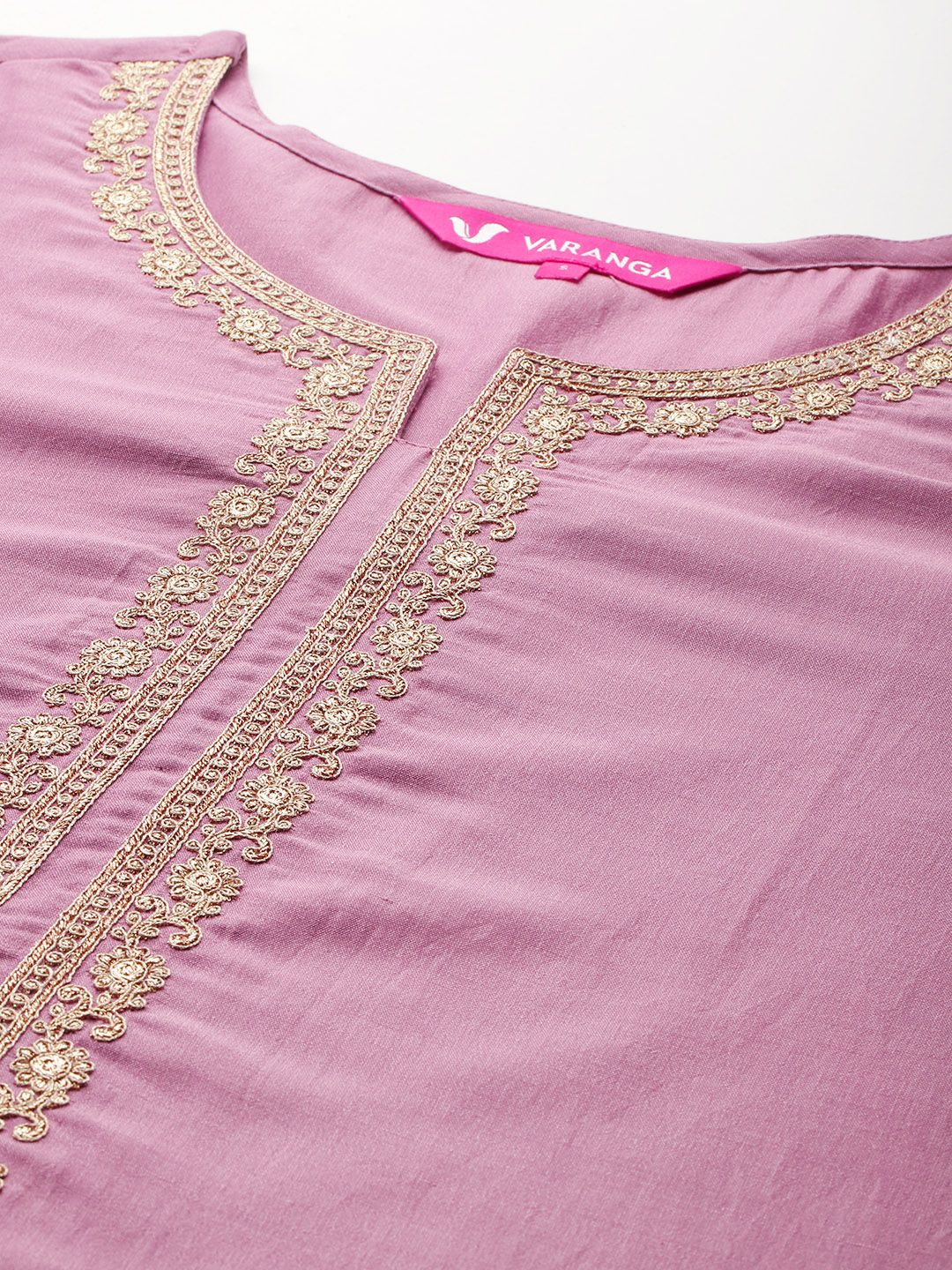 Dhiyona VA Women'sEmbroidered Zari Kurta With Palazzos & Dupatta