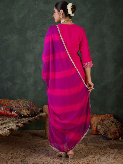 Ethnic Motifs Embroidered Sequinned Kurta With Trousers & Dupatta