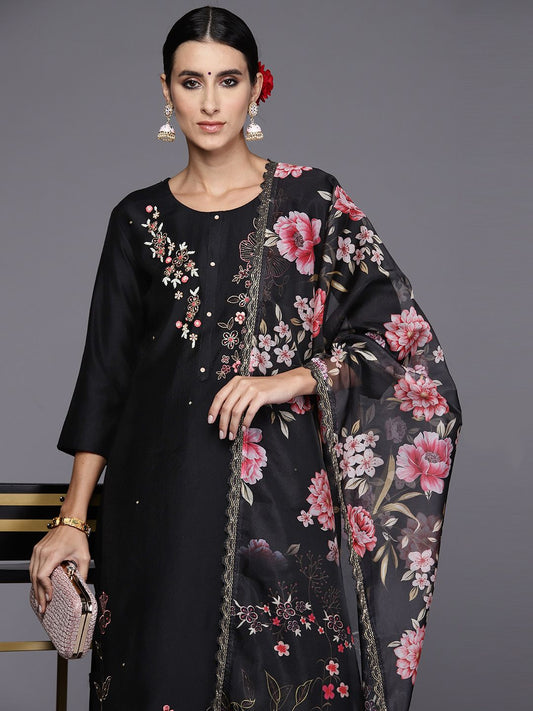 Dhiyona IE Women Floral Embroidered Regular Kurta with Trousers & Dupatta