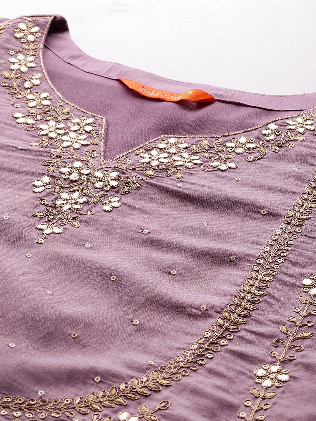 Dhiyona IE Embroidered Gotta Patti Kurta with Trousers & Dupatta