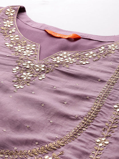 Dhiyona IE Embroidered Gotta Patti Kurta with Trousers & Dupatta