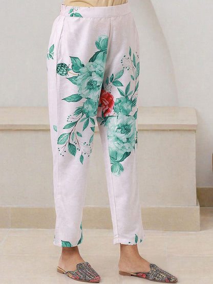 Dhiyona IS Women's Women Floral Printed V Neck Kurta With Trousers