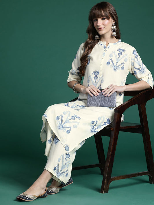 Dhiyona IE Printed Regular Kurta with Trousers