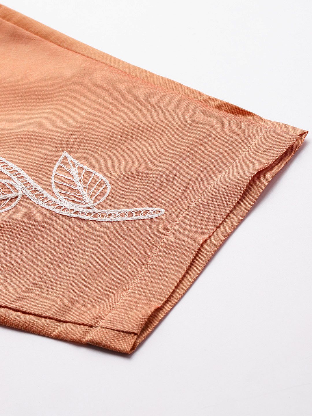 Floral Embroidered Thread Work Pure Cotton Kurta with Trousers