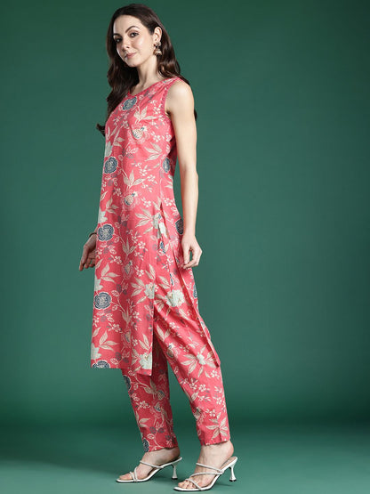 Dhiyona IE Floral Printed Pure Cotton Kurta with Trousers