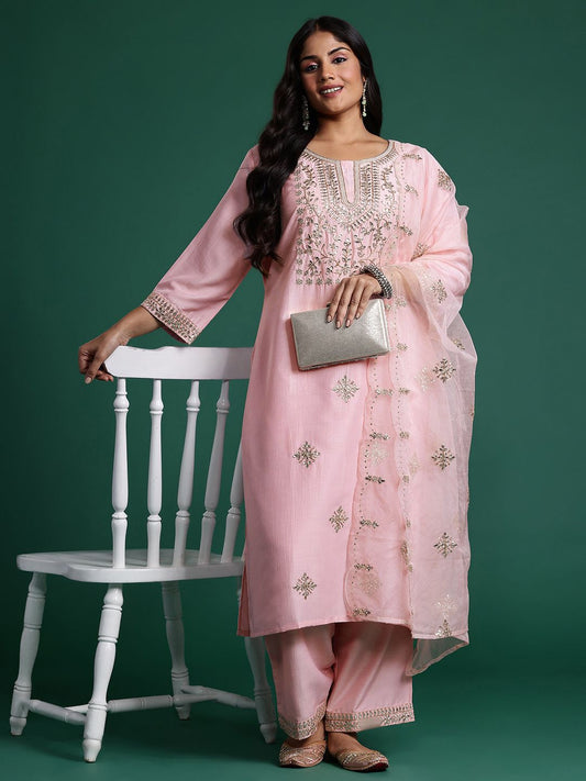 Dhiyona IE Embroidered Kurta with Trousers & Dupatta
