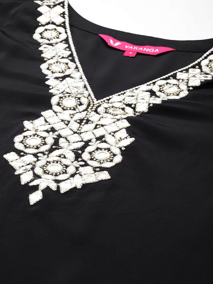 Dhiyona VA Women'sEmbroidered Mirror Work Kurta with Trousers
